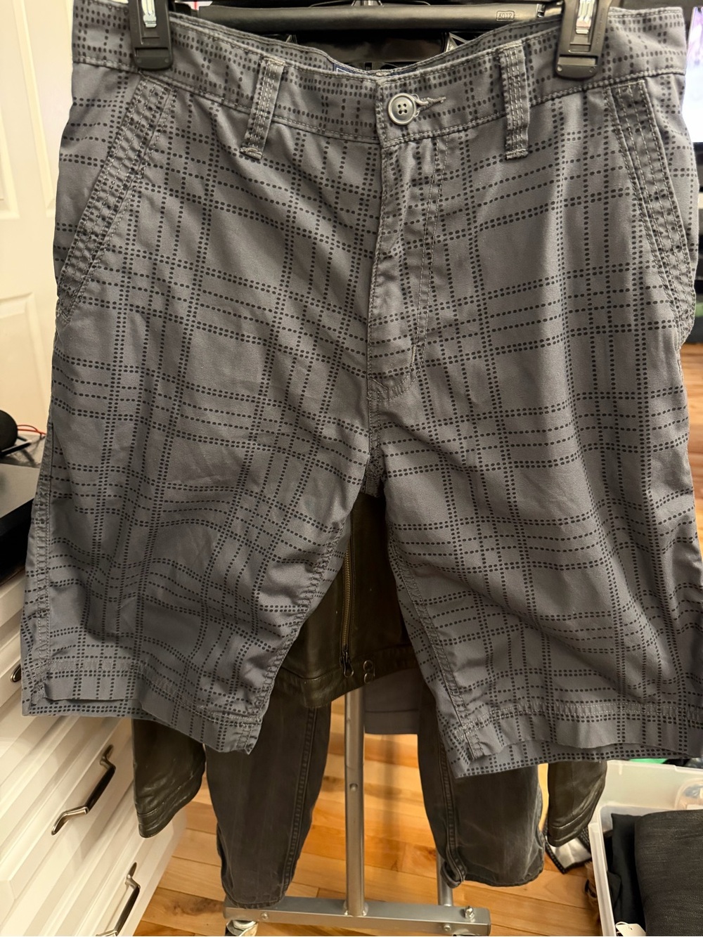 American Rag Grey Plaid Flat Front Mens Shorts